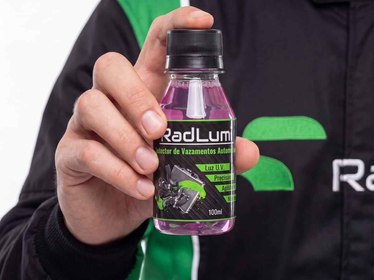 Frasco RadLumi Leak Finder 100ml — detector de vazamentos automotivo